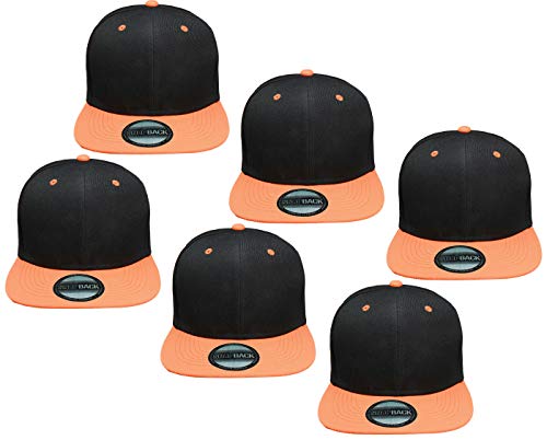 Image of Gelante Plain Blank Flat Brim Adjustable Snapback Baseball Caps LOT 6 Pack