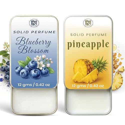Image of Dr.Mashur Solid Perfume |blueberry blossom&pineapple Alcohol Free Wax Perfume Balm, Long Lasting | Pocket Tin 12g, Pack Of 2| Non Greasy Smooth Glide, Travel Friendly Unisex