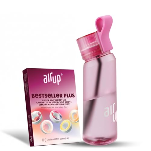 air up water bottle (22 oz) for school, sports, gym | includes 5 scent pods & straw | flavored bottle in hot pink – also for kids, boys, girls | no calories, sugar-free and suitable for carbonation