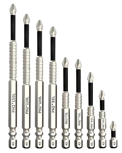FUGLUS 9 Stück K5 Schlagfestes Anti-Rutsch-Bit-Set – Anti-Rutsch-Zahndesign, hochmagnetische Schraubendreher-Bohrer-Bits für Handbohrmaschinen und Schlagschrauber
