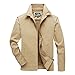 Produktbild MAYOGO Herren Jacke Fliegerjacke Übergangsjacke Bomberjacke Militär Piloten Jacket Verschlussknopf Softshelljacke Sweatjacke für Winter Herbst Frühling Große Größen (Khaki, L)