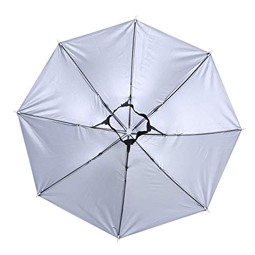 Foto von Nivvity Fishing Hat Umbrella, Outdoor Sonnenschirm 65 Cm Sonnenschutz Winddichter Kopfschirm Regenschirm-klapphut Tragbarer Regenschirm Angelschirm for Hiking Golf Camping Headwear Cap
