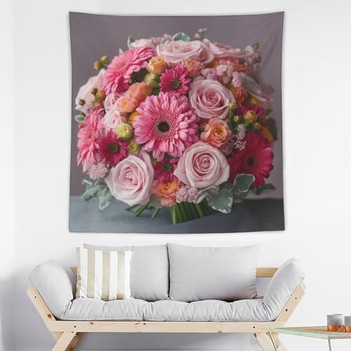 Tapisserie murale esthétique bouquet de fleurs en tissu de haute qualité