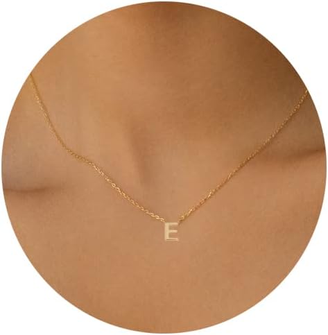 Collares con inicial para mujer, delicado collar chapado en oro, collar con dije de monograma personalizado, collar simple y lindo con inicial para