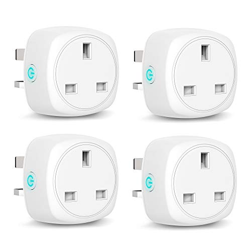 Aoycocr Smart Plug WiFi Socket Compatible with Alexa, Google Home, Timing Function Remote Control Energy Monitoring Wireless Mini Outlet Alexa Plugs No Hub Required 13A 4Pack