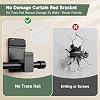 EKOTTOK No Drill Curtain Rod Brackets for 5/8" Rod, Heavy Duty 30LB+, Adhesive & Invisible Nail Curtain Rod Holders, Damage-Free Wall Mount Hooks for Bathroom, Kitchen, Bedroom (4PC, Black) - 2