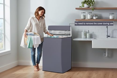 Image of Wings Star Waterproof Top Load Fully Automatic Washing Machine Cover for 6 kg, 6.5 kg, 7kg & 7.5 kg (Grey) - 59 x 59 x 86 cms