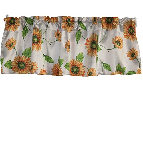 Zen Creative Designs Sunflowers on White Cotton Window Valance Home Décor Kids Bedroom Nursery Kitchen Window (24