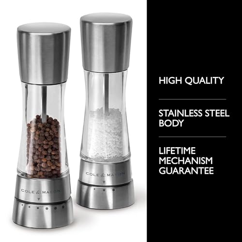 Cole & Mason H59408GUSA Derwent Salt & Pepper Mill and Grinder Set, Acrylic Stainless Steel