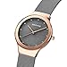 Imagen de BERING 12934-369 Reloj de cuarzo para mujer con caja de acero inoxidable de 34 mm con acabado en oro rosa y esfera gris