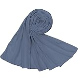 Piewag Hijab Scarf for Women Soft Cotton Muslim Jersey Hijab Head Wrap Scarves Fashion Long Scarf Shawls Blue