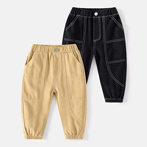 Calça cargo casual de corrida com bolsos para meninos e crianças pequenas, Caqui, 2-3 Anos