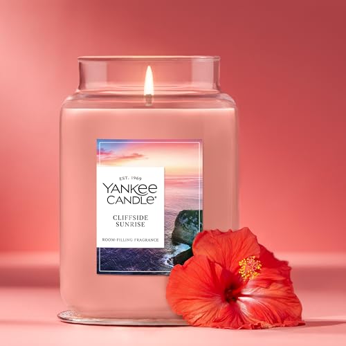 Yankee Candle Large Jar Scented Candle with up to 150 Hour Burn Time, Premium Plant Wax Blend for Consistent Burn, 22 oz Jar Candle with Room Filling Fragrance, Cliffside Sunrise