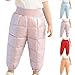 Toddler Boys Girls Glitter Ski Pants Elastic Waist Thermal Quilted Down Rain Pants Fleece Lined (Light Blue, 3-4 Years)