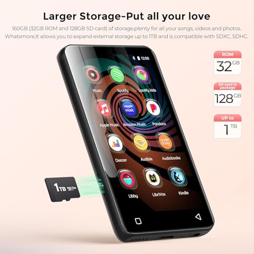 Image of INNIOASIS MP3 Music Player with Bluetooth and WiFi, 160GB Music Player Pocket with Spotify,Pandora,Amazon Music,4 inch Touch Screen Android MP4 MP3 Player for Kid Black