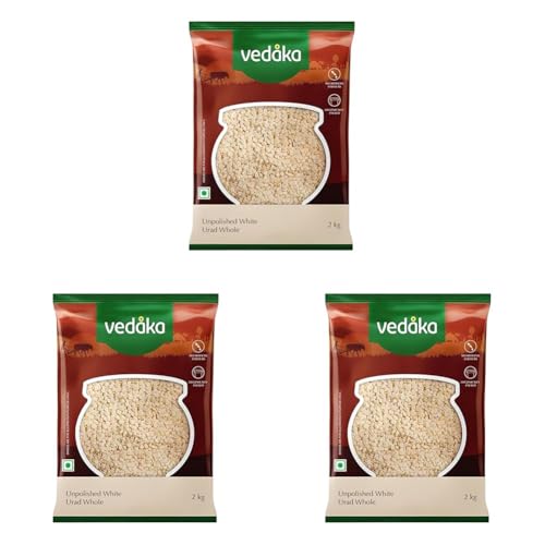 Image of Amazon Brand - Vedaka Premium Unpolished White Urad Whole, 2kg (Pack of 3)