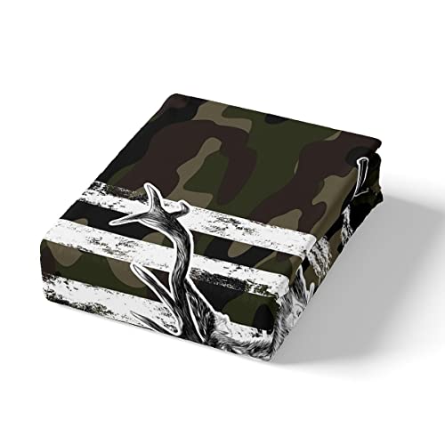 Erosebridal Deer Camo Bedding Set American Flag Duvet Cover Hunting Theme Comforter Cover Military Army Green Camouflage Bedspread Wild Animal Moose Print Western Rustic Farmhouse Decor Bedding Full #TOP3