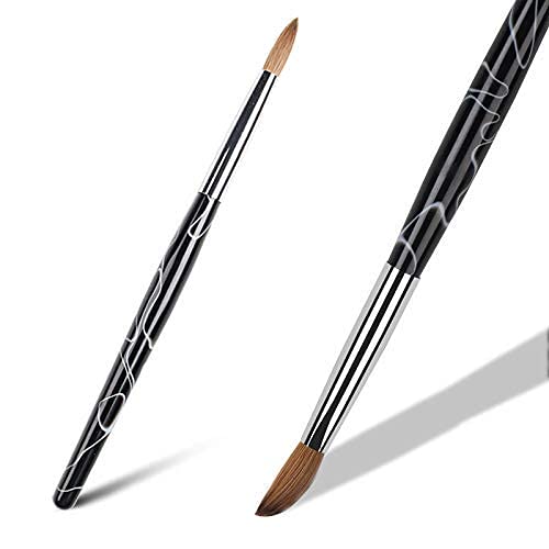 ANGNYA Acrylic Nail Art Brush Kolinsky Sable Hair Brush For Acrylic Application With Black Marble Acrylic Handle Professional Manicure Pedicure for DIY Home Salon(Size 10)