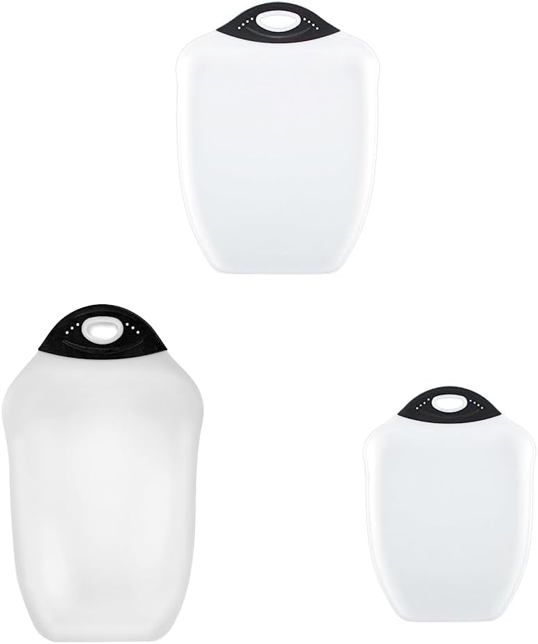 Dexas Chop & Scoop Cutting Boards - 11x15, 6.5x10.5 & 9.5x13 Inches, White with Black Handle