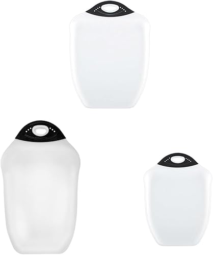 Dexas Tablas de cortar Chop & Scoop - 11 x 15, 6.5 x 10.5 y 9.5 x 13 pulgadas, color blanco con mango negro