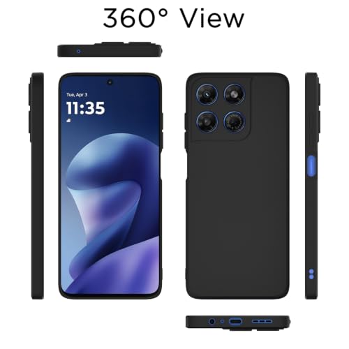 Image of Outlouders Back Cover for Motorola Moto G77 Power 5G | Camera Protection | Durable Soft Matte Silicone Bumper Case (Black)