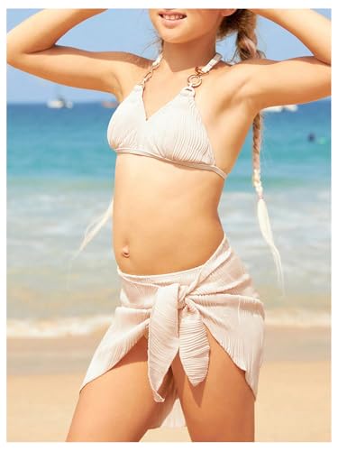GORGLITTER Girl's 3 Pieces Halter Triangle Bikini Cute Swimsuits Bathing Suit with Cover Up Beach Skirt3