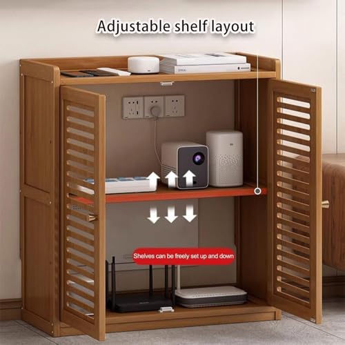 Mueble de madera para router y módem con estantes ajustables 6