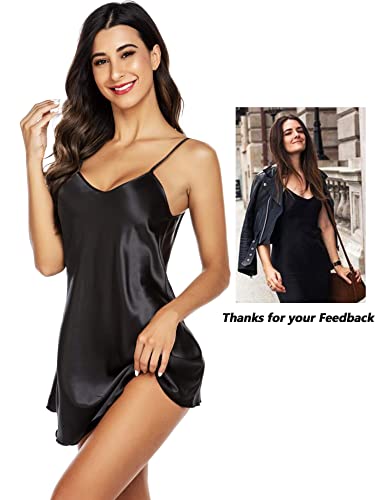 Avidlove Satin Nightgowns for Women Babydoll Lingerie Slip Dress Sexy Sleepwear V Neck Nighty Chemise
