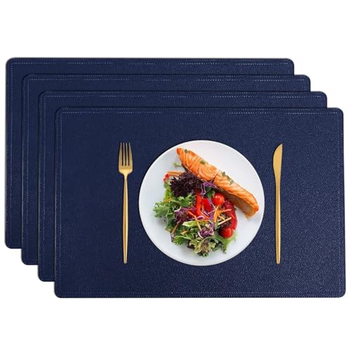 Set de table similicuir haut de gamme bleu foncé pour décoration de salon - 2
