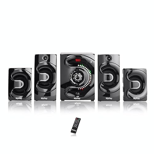 Image of MyKey HT-X20 60W RMS Home Theater System 4.1 Channel Multimedia Speaker with High Bass, Bluetooth, USB, AUX, FM & Remote Control - Enjoy Movie Theater Sound at Home (X20)