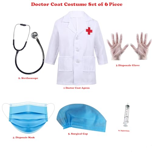 Image of Doctor Coat Costume and Nurse Costume Combo for kids| Doctor Dress for Kids| Nurse Dress for Kids| Nurse Uniform for Kids| Kids Fancy Dress Costume