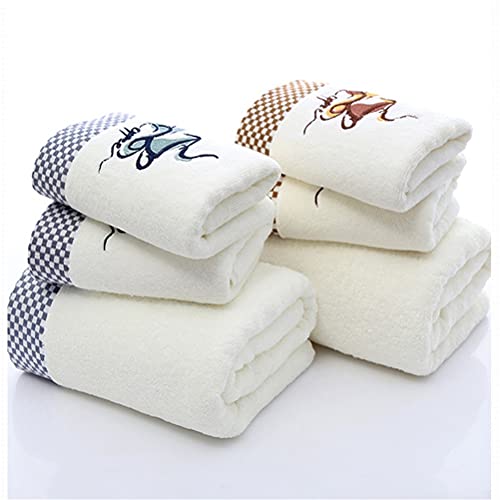 Jgqgb Embroidered Large Towel Set Cotton Solid Color Sport Soft Print Beauty Face Towel Plaid Bath Towel Home Bathroom For Adults Kids ( Color : E , Size : 2Pcs Towel Set ) #TOP1