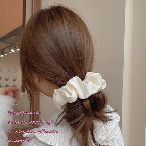 Image of Premium Satin Scrunchies for Women | Hair Bands, Ponytail Holders & Rubber Bands | Oversize, Fluffy, No-Damage Hair Ties | Girls Hair Accessories | Extra Large Size | Pack of 6