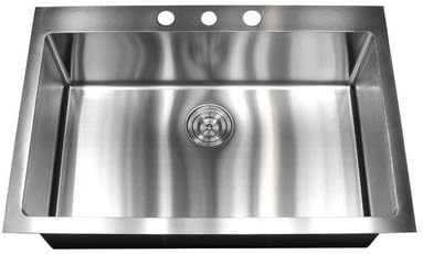 CozyBlock 33 Inches 16-Gauge Stainless Steel Topmount Drop-in Single Bowl Kitchen Sink in Brushed Stainless Steel Finish with Strainer