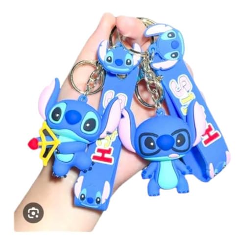 Kit com 2 Chaveiros do Stitch em PVC – Disney Lilo & Stitch – Robusto e Detalhado, com Gancho Metáli