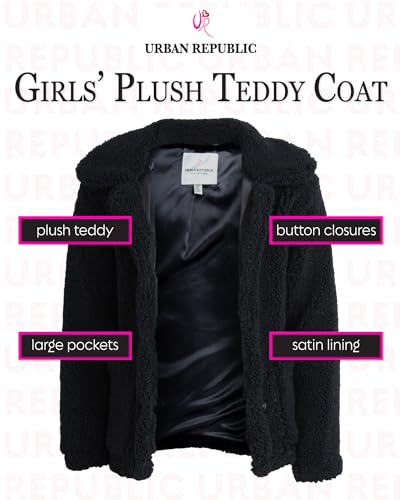 URBAN REPUBLIC Girls' Jacket - Faux Shearling Fur Plush Teddy Coat - Sherpa Fleece Overcoat (7-16)2