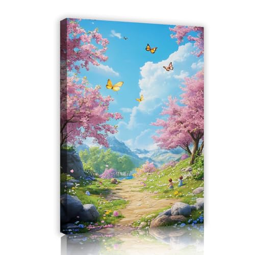 Toile art mural et fresque de cerisiers roses pour éveiller vos sens en 40x60
