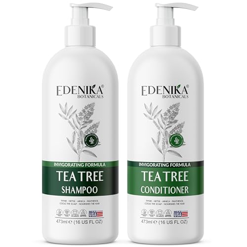 EDENIKA BOTANICALS Tea Tree Oil Shampoo and Conditioner, Soothes Itchy & Dry Scalp, Deep Cleansing