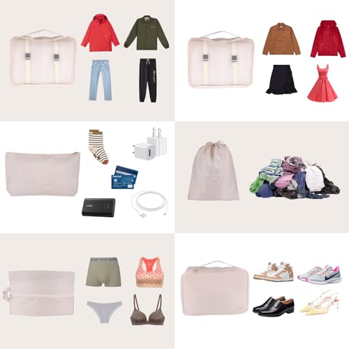 Packing Cubes for Travel Bags Suitcase Organizer Travel Cubes for Packing Luggage Organizer Bags for Packing Gifts for Men (Beige 7 Pcs) - Image 5