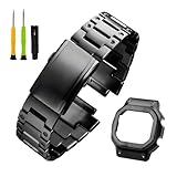[Tyqzor] 時計バンド コンパチブルG-SHOCK DW-5600/5000/5025, GW-M5610/5630, GLS-5600と互換性があり、完全に鍛造された316Lステンレススチールバンド、防水性と防錆性、ツールが付属するメンズ腕時計改造交換パーツセット（1セット）