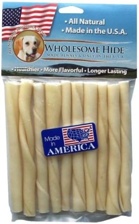 Wholesome Hide Beef Hide Beef Basted Twists - 5 inches long - 1/2 inch across - bag of 10