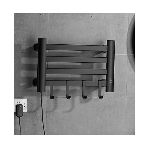 Toallero Calefactor de Aluminio para Pared, Color Negro (línea Izquierda), con Temperatura Constante, Ideal para baños, spas y hoteles.