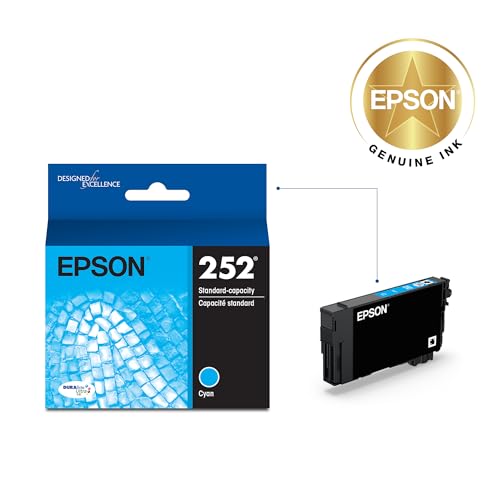 Image of Epson 252 Genuine Ink Standard Capacity Cyan Cartridge T252220