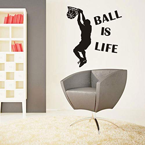 Adesivo de parede de basquete IMIKEYA em PVC Letra Ball is Life Wall Sticker Poster Tema de Basquete