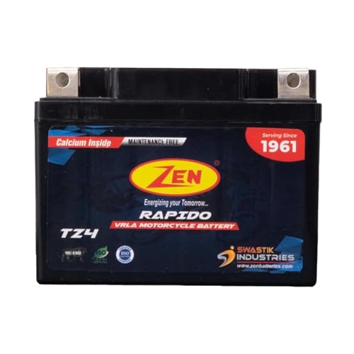 Image of Zen TZ4 12V 4AH Rechargeable Battery Suitable for Motorcycles Scooters Two Wheelers SMF VRLA Lead Acid Battery UPS Solar Panel Elevators Emergency Light Farm Equipment Spray Pump Portable Devices Toys