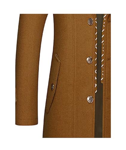 Image of SOMTHRON Men's Wool Blend Coat with Detachable Scarf or Iner Collar Single Breasted Pea Coat Warm Winter Trench Coat