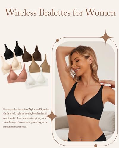 Image of Deep V Bra Wireless Sexy Push Up Bralette Padded Seamless Jelly Bra