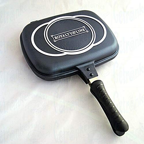 Royalty Line RL-DF34M - Padella doppia con rivestimento in marmo, 34 cm, colore: Argento