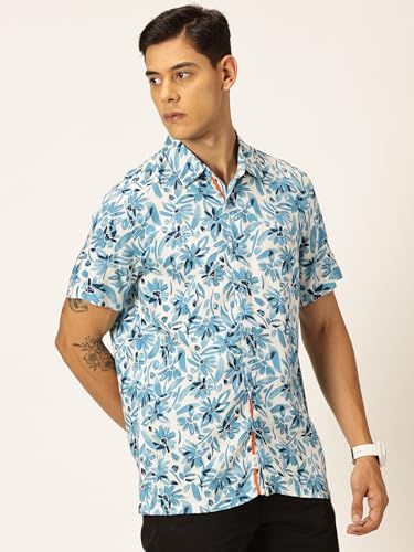 Image of Thomas Scott Men's | Printed | Half Sleeve | Regular Fit | Cotton Rayon | Spread Collar | Casual Shirt