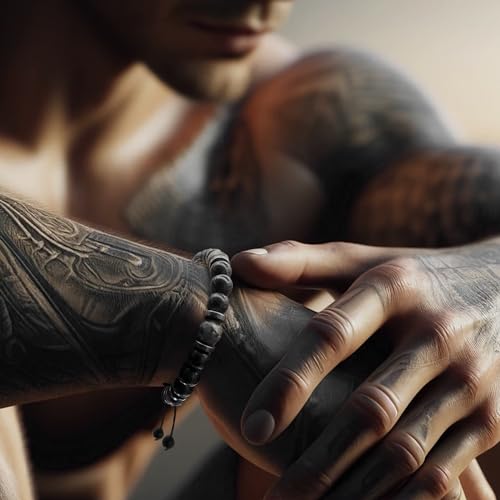 Mens Beaded Bracelet - Stone Jewelry, Black Onyx Hematite Bracelets, Mens Accessories, Adjustable4